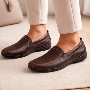 Naturalizer Brown Leather Comfort Loafers Womens Slip On Walking Shoes 8.5